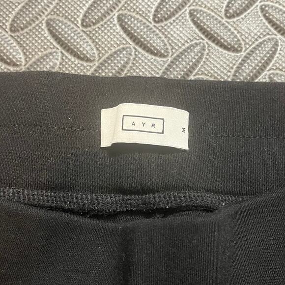 AYR The High Hopes Pants Flare Wide Leg Black Medium Pull On Pima Cotton Blend - Picture 3 of 10